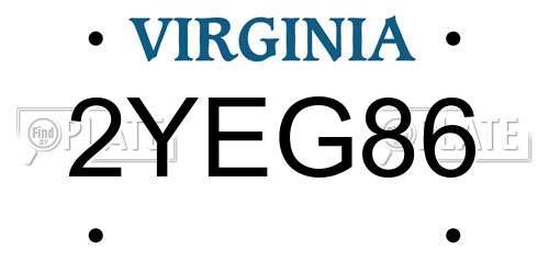 2YEG86 Virginia License Plate