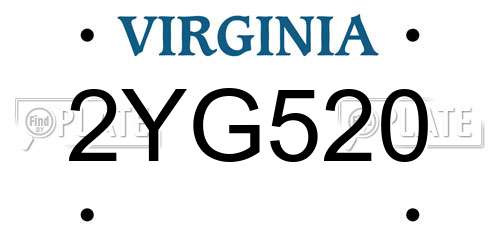 2YG520 Virginia License Plate