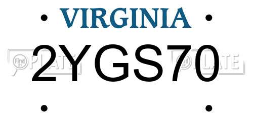 2YGS70 Virginia License Plate