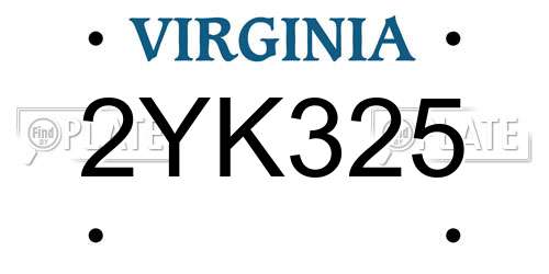 2YK325 Virginia License Plate