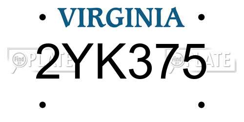 2YK375 Virginia License Plate