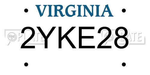 2YKE28 Virginia License Plate