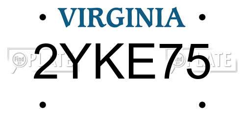 2YKE75 Virginia License Plate