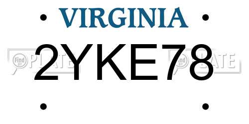 2YKE78 Virginia License Plate
