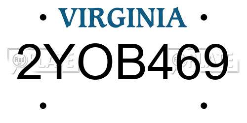 2YOB469 Virginia License Plate