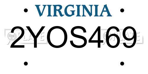 2YOS469 Virginia License Plate
