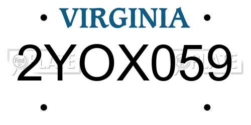 2YOX059 Virginia License Plate