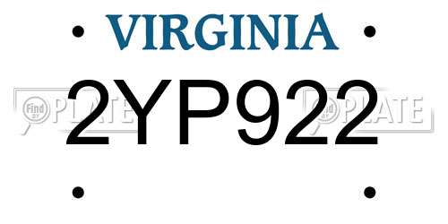 2YP922 Virginia License Plate