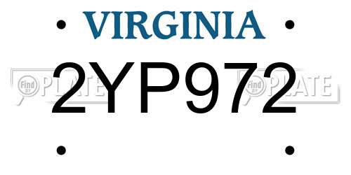 2YP972 Virginia License Plate