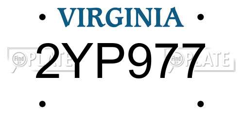 2YP977 Virginia License Plate