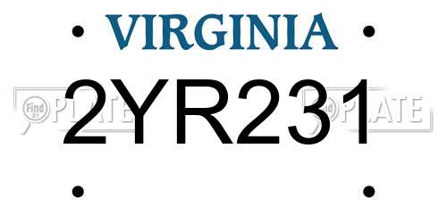 2YR231 Virginia License Plate