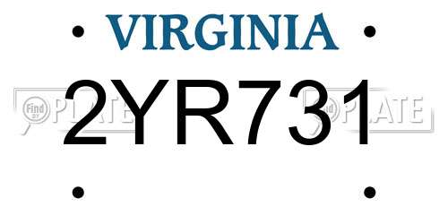 2YR731 Virginia License Plate