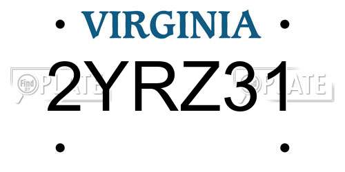 2YRZ31 Virginia License Plate