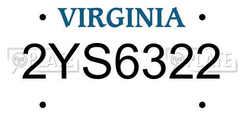 2YS6322 Virginia License Plate