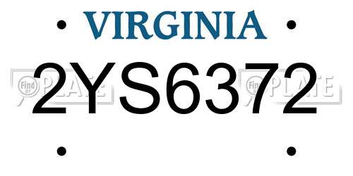 2YS6372 Virginia License Plate