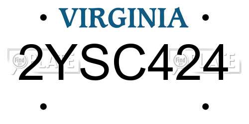 2YSC424 Virginia License Plate