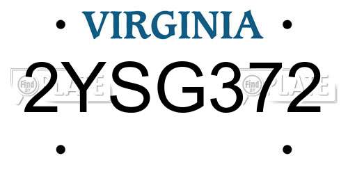 2YSG372 Virginia License Plate