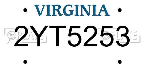 2YT5253 Virginia License Plate