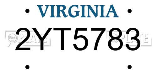 2YT5783 Virginia License Plate
