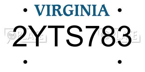 2YTS783 Virginia License Plate