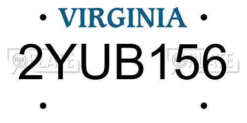 2YUB156 Virginia License Plate