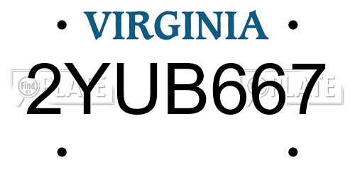 2YUB667 Virginia License Plate