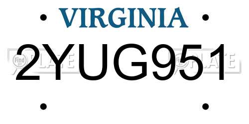 2YUG951 Virginia License Plate