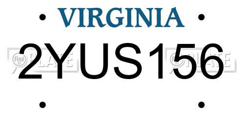 2YUS156 Virginia License Plate