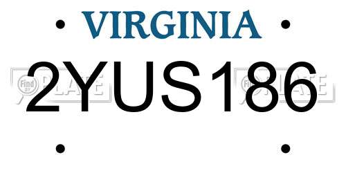 2YUS186 Virginia License Plate