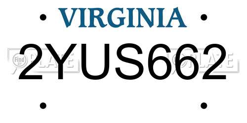 2YUS662 Virginia License Plate