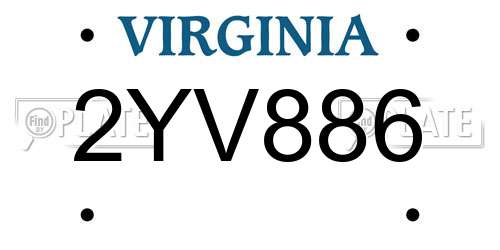 2YV886 Virginia License Plate