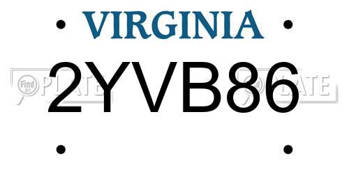 2YVB86 Virginia License Plate