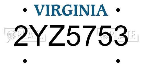 2YZ5753 Virginia License Plate