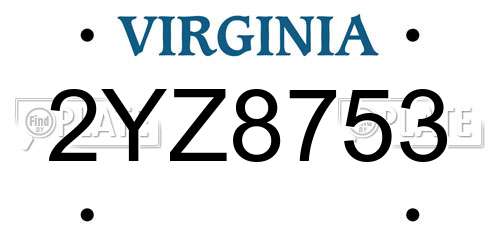 2YZ8753 Virginia License Plate