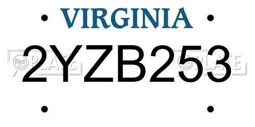 2YZB253 Virginia License Plate