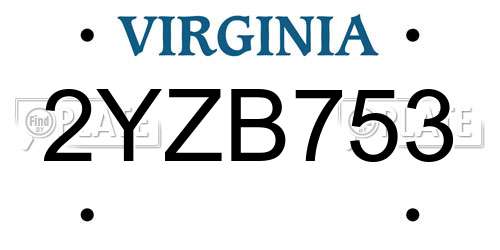 2YZB753 Virginia License Plate