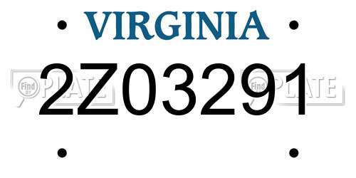 2Z03291 Virginia License Plate