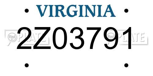 2Z03791 Virginia License Plate
