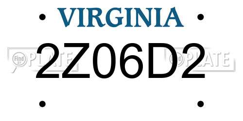 2Z06D2 Virginia License Plate