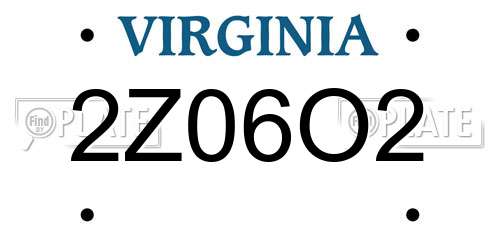 2Z06O2 Virginia License Plate