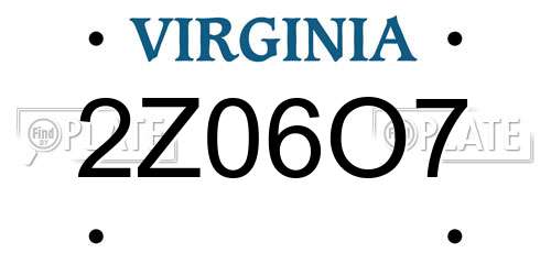2Z06O7 Virginia License Plate