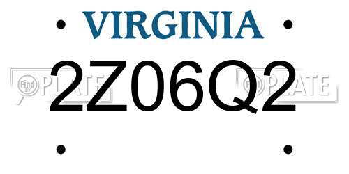 2Z06Q2 Virginia License Plate