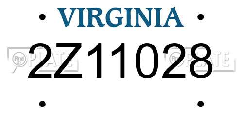 2Z11028 Virginia License Plate