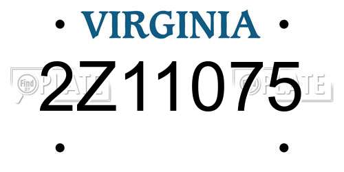 2Z11075 Virginia License Plate