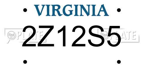 2Z12S5 Virginia License Plate