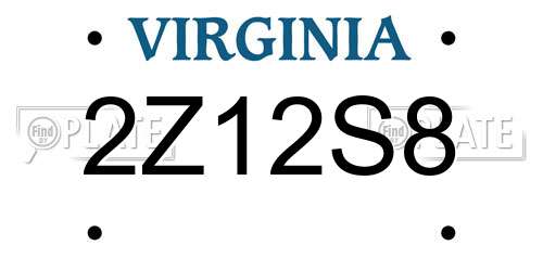 2Z12S8 Virginia License Plate