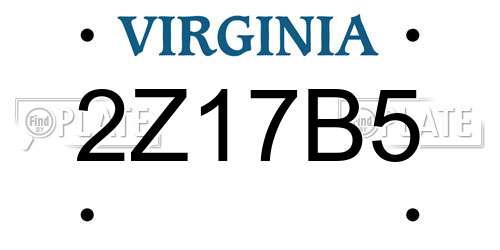 2Z17B5 Virginia License Plate