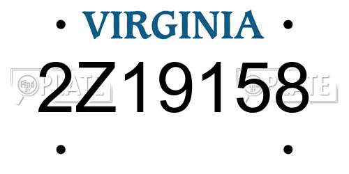 2Z19158 Virginia License Plate
