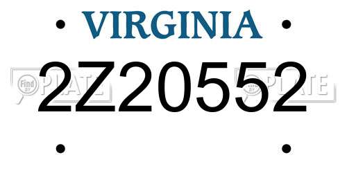 2Z20552 Virginia License Plate