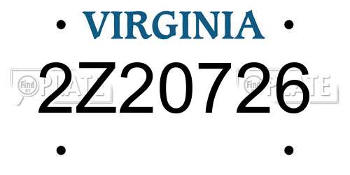 2Z20726 Virginia License Plate